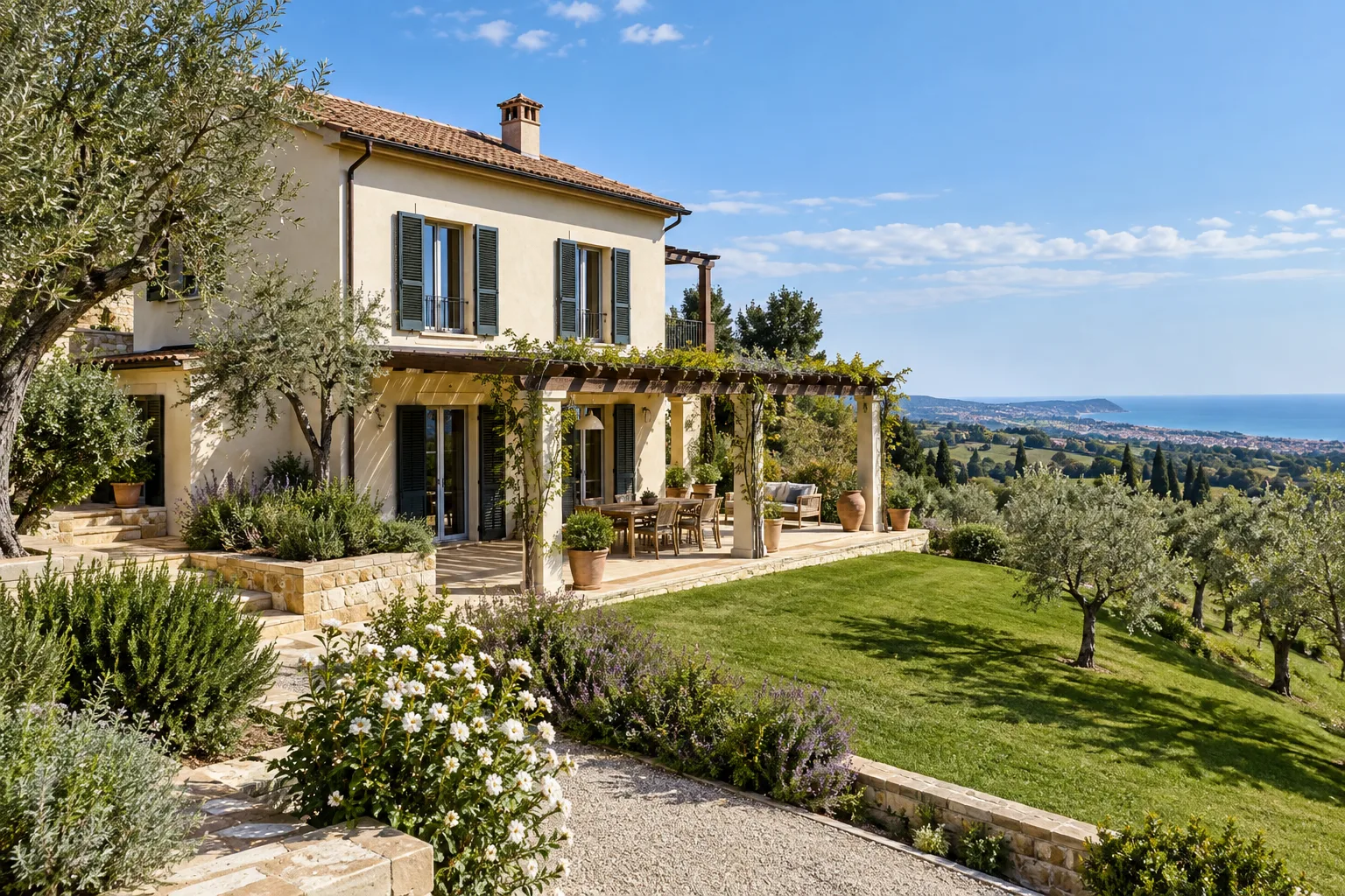 Villa tra gli ulivi e il blu dell'Adriatico a Fano
